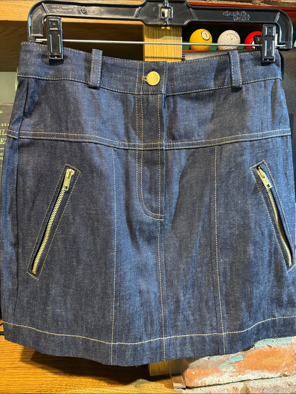 3.1 Phillip Lim Dark Blue Denim Mini Skirt with Gold Zippers